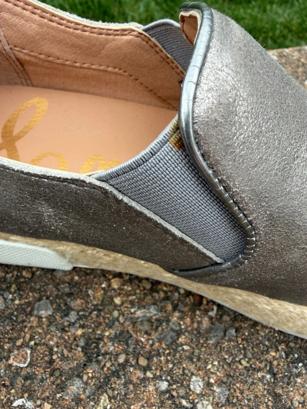 Sam Edelman Metallic Silver Slip-On Espadrille Sneakers banks
